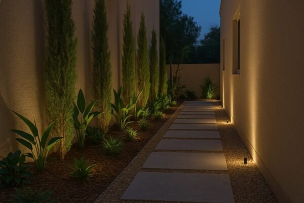 ممر جانبي مضاء في حديقة بحولي