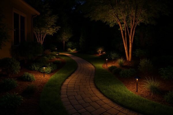 حديقة مضاءة ليلاً في اليرموك