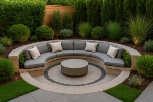 جلسة دائرية متدرجة داخل الحديقة