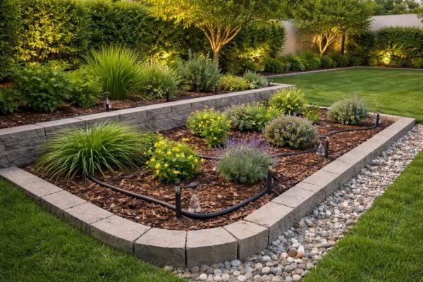 حديقة بالكويت بأحواض زراعة وري تنقيط