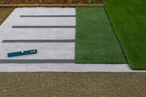 تأسيس طبقات الثيل الصناعي مع تسوية وشبكة تصريف