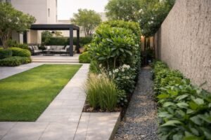 ممر صيانة جانبي مخفي بحديقة فيلا بالكويت