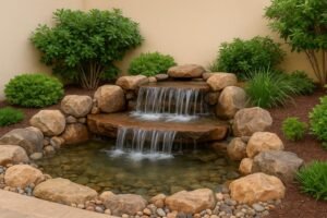 شلالات مياه خفيفة داخل حديقة منزلية في الكويت