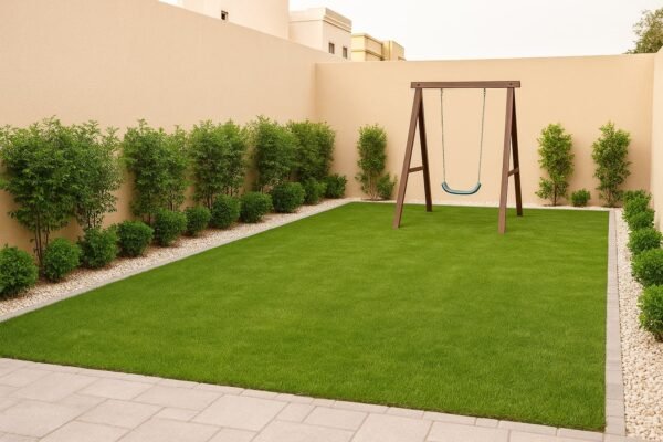 حديقة عائلية صغيرة بثيل وأرجوحة أطفال