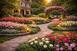 تنسيق وزراعة الورود بالحديقه بالكويت