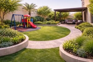 حديقة أطفال بتصميم دائري وممر دراجات