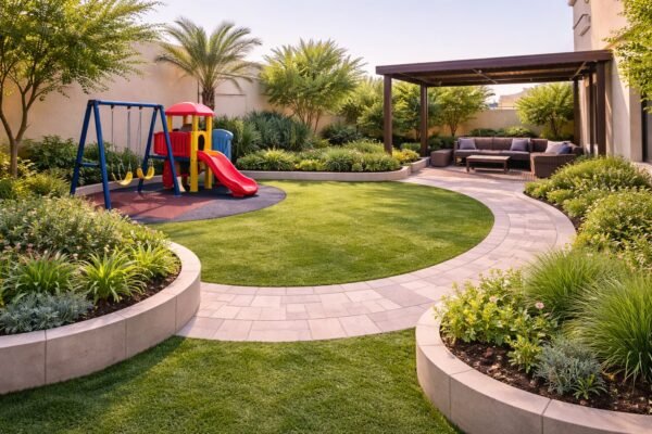 حديقة أطفال بتصميم دائري وممر دراجات