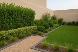 مختصر: حديقة في المنجف بمصد نباتي وممر حصى