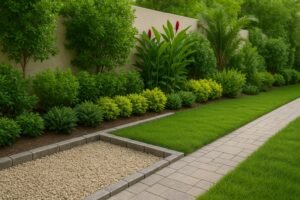 حديقة دسمان بمصد نباتي وحصى مغسول