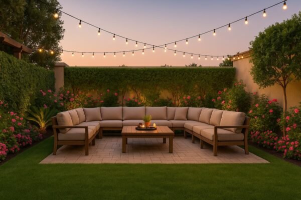 جلسة خارجية مجهزة للضيوف في حديقة القادسية