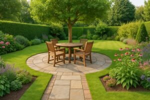 جلسة حديقة منزلية خشبية في الكويت