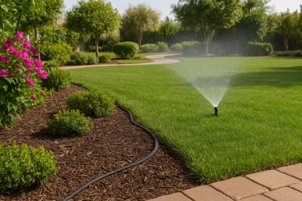نظام ري حديث في حديقة منزلية بالكويت