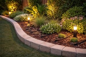 أحواض زراعة ببيان مع ري تنقيط وإضاءة