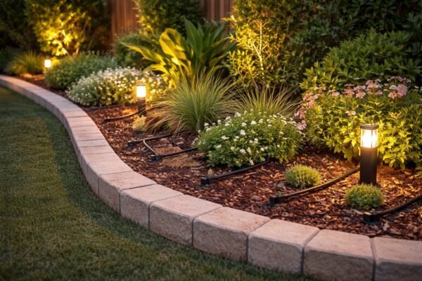 أحواض زراعة ببيان مع ري تنقيط وإضاءة