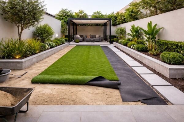 تركيب ثيل صناعي في حديقة منزل بجابر الأحمد